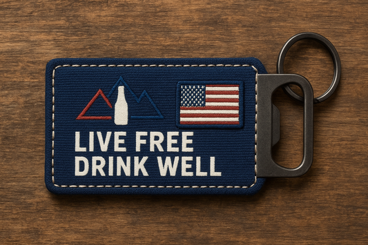 Live Free Drink Well Flag Bottle Opener Keychain